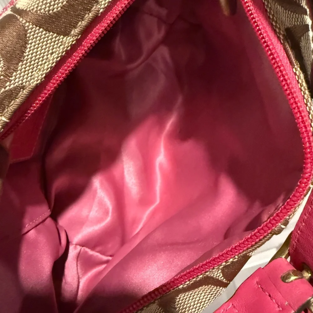 Coach Pink and Brown Floral Shoulder Bag - Picture 8 of 8